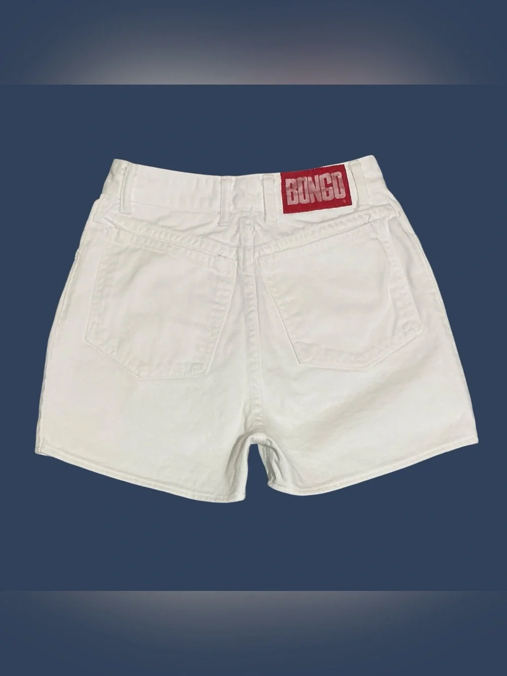 Vintage Bongo Gene Montesano USA White Denim Button Fly Shorts High Rise - Picture 1 of 6